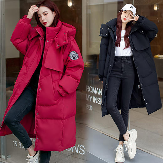 FF-8801新款特大码女装胖mm加肥加大工装长款连帽加厚羽绒服外套8801 商品图0