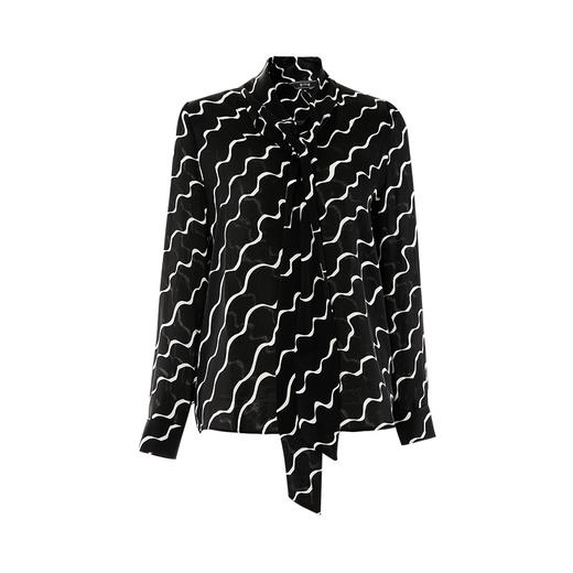 EITIE爱特爱春季新款洋气复古飘带斑马印花显瘦衬衫女上衣6909602 商品图5