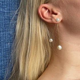 订购10周到｜CHARLOTTE LEBECK-Elia-三颗珍珠 耳环（单只）［丹麦设计师］