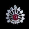 独角鹿西洋古董法国珠宝世家品牌铂金镶钻石缅甸无烧红宝石胸针 商品缩略图1