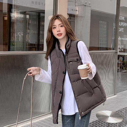 FF-8805秋冬新款撞色胖mm羽绒马夹200斤250斤280斤宽松马夹外套8805 商品图3