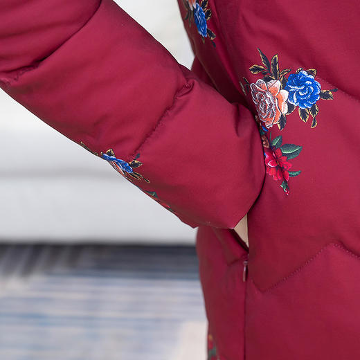 连帽棉衣2022冬季新款复古盘扣中长款加绒保暖妈妈棉服QYM-LRX-DYCX01-Y 商品图3