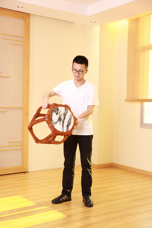 红桥红  家具严选  缅甸花梨（大果紫檀）  【48 石面 六足海棠 圆鼓凳】 商品图5