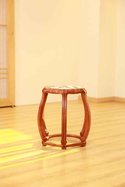 红桥红  家具严选  缅甸花梨（大果紫檀）  【48 石面 六足海棠 圆鼓凳】 商品图2