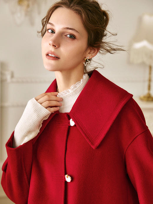 欧芮儿中长双面毛呢外套女冬季新款2025宽松显瘦时尚气质羊毛大衣 商品图2