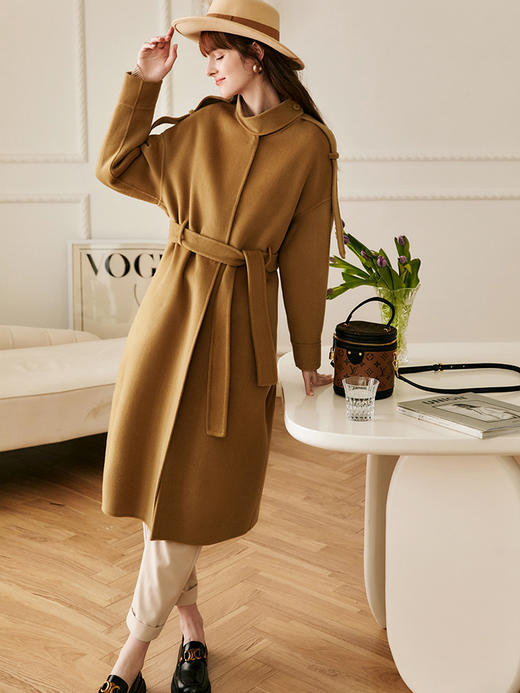 欧芮儿双面毛呢外套女秋冬2023年新款宽松显瘦设计感立领羊毛大衣 商品图1