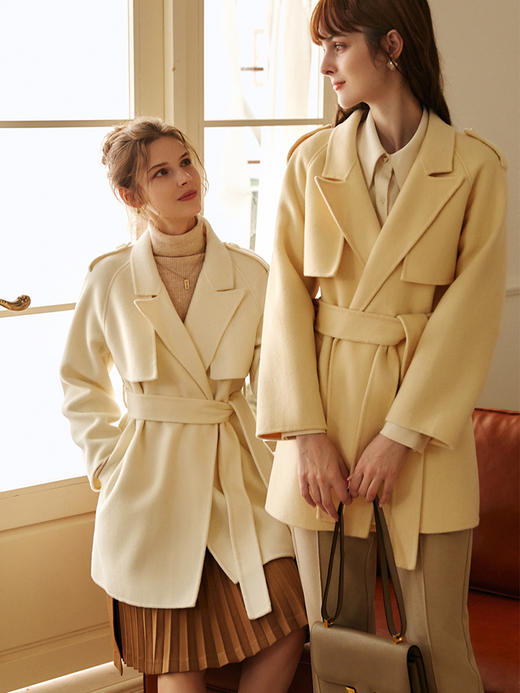 欧芮儿西装双面毛呢外套女冬季新款2021宽松显瘦时尚气质羊毛大衣 商品图0