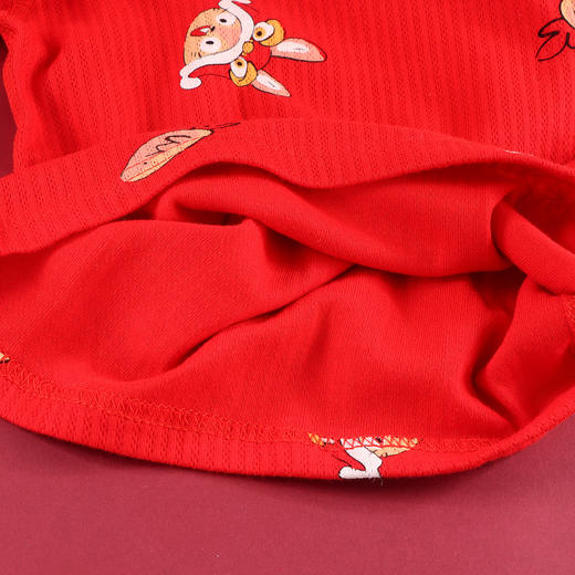 2026年马年新年儿童新年小龙年大红色纯棉A类秋衣秋裤套装家居服保暖睡衣80cm-160cm 商品图7