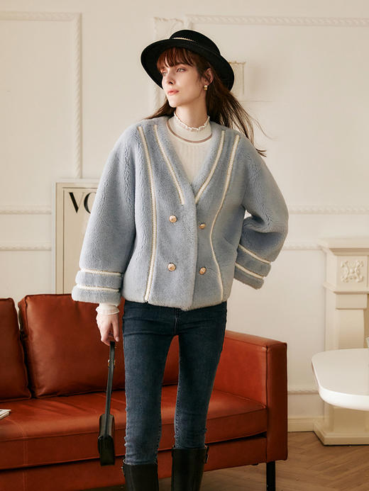 欧芮儿皮草外套女冬季2021年新款宽松显瘦气质羊剪绒皮毛一体大衣 商品图3