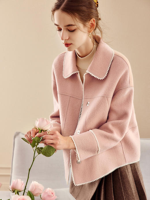 欧芮儿短款双面毛呢外套女冬季新款2021宽松显瘦时尚气质羊毛大衣 商品图1