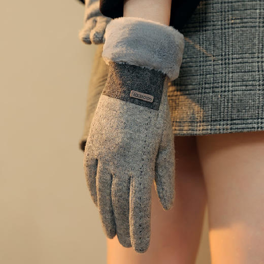 【羊绒小香触屏手套】冬季新款羊绒手套女士 户外小香风加绒加厚保暖手套防寒 商品图2