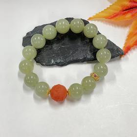 18K和田玉单圈手串-南红财富一生