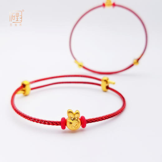 钱兔在握 足金红绳手链 商品图5