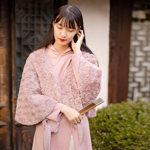 【小暖】兔毛绒外披旗袍外搭，秋冬上衣外套女加厚披肩复古YM-101 商品图3