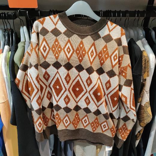 女咖色格子毛衣6228 商品图1