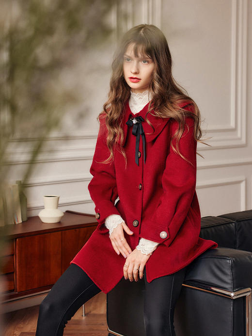 欧芮儿短款双面毛呢外套女冬季新款2021宽松显瘦时尚气质羊毛大衣 商品图3