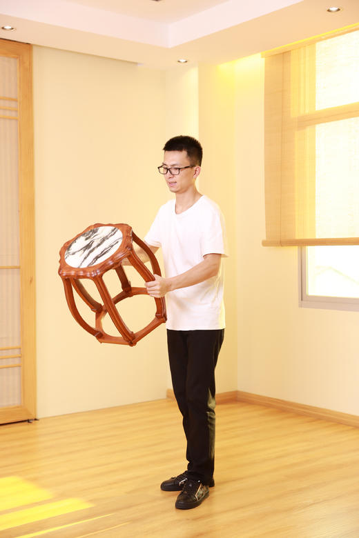 红桥红  家具严选  缅甸花梨（大果紫檀）  【48 石面 六足海棠 圆鼓凳】 商品图7