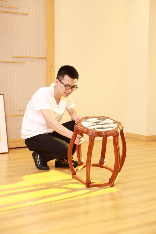 红桥红  家具严选  缅甸花梨（大果紫檀）  【48 石面 六足海棠 圆鼓凳】 商品图13