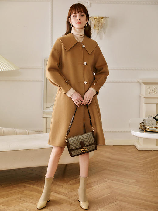 欧芮儿中长双面毛呢外套女冬季新款2025宽松显瘦时尚气质羊毛大衣 商品图3