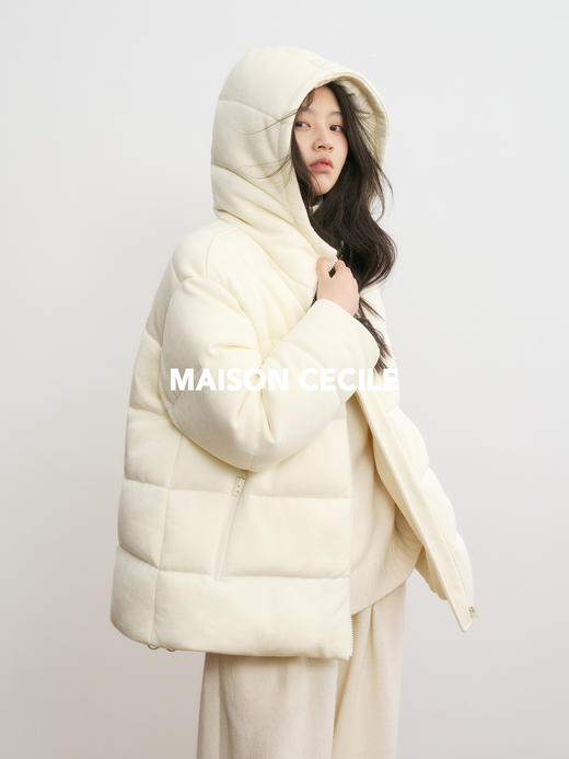 MAISON CECILE羊毛针织白鹅绒面包厚实戴帽羽绒服 商品图3