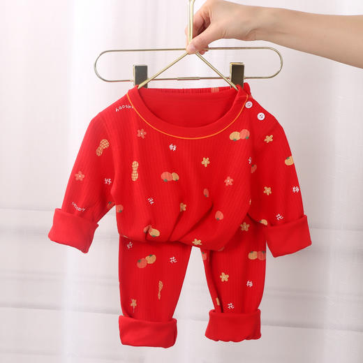 2026年马年新年儿童新年小龙年大红色纯棉A类秋衣秋裤套装家居服保暖睡衣80cm-160cm 商品图11