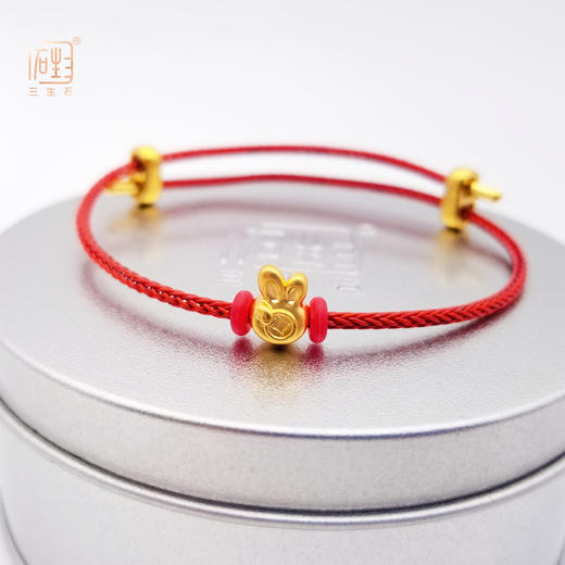 钱兔在握 足金红绳手链 商品图3
