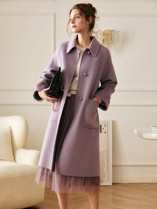 欧芮儿中长双面毛呢外套女冬季新款2021宽松显瘦时尚百搭羊绒大衣 商品图1