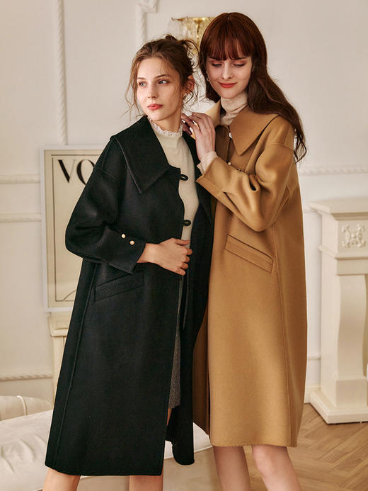 欧芮儿中长双面毛呢外套女冬季新款2025宽松显瘦时尚气质羊毛大衣 商品图0