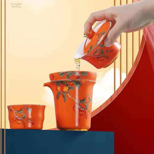 永利汇事事如意陶瓷功夫茶具套装礼盒装家用泡茶器盖碗茶杯礼品盒包装送礼 商品图5