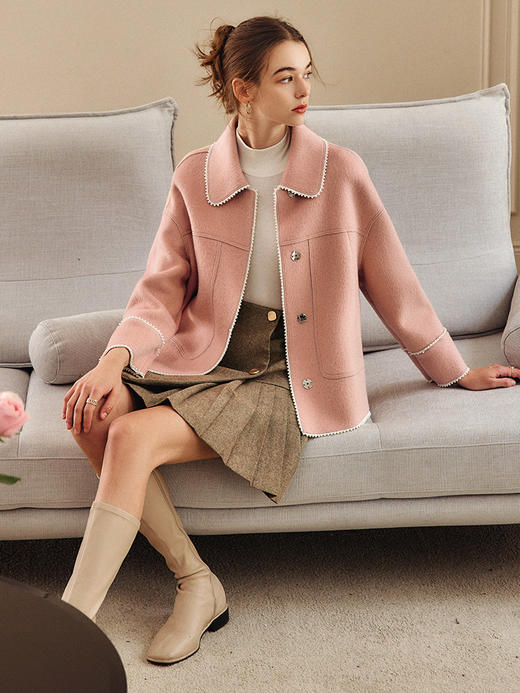 欧芮儿浅咖色半身裙女夏季新款2022高腰显瘦时尚气质压褶a字短裙 商品图3