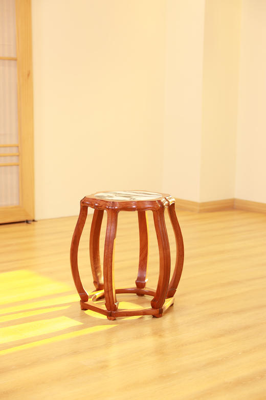 红桥红  家具严选  缅甸花梨（大果紫檀）  【48 石面 六足海棠 圆鼓凳】 商品图1