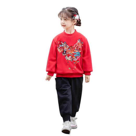 儿童拜年服套装，中国风刺绣加绒过年服ZL2299 商品图4