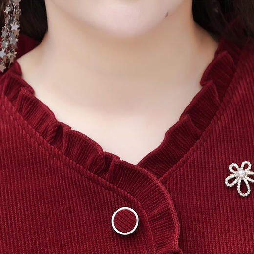 YQM YBB240-L假两件时尚修身连衣裙木耳边拼接气质裙 商品图3