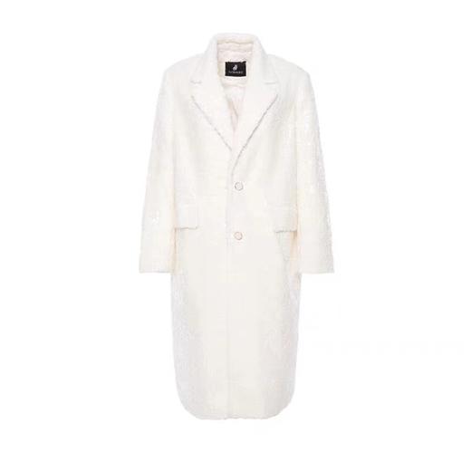 大理石纹绒皮白色大衣 商品图0