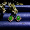 18K玫瑰金和田玉（碧玉）镶钻耳钉--芳菲 /苹果绿 商品缩略图4