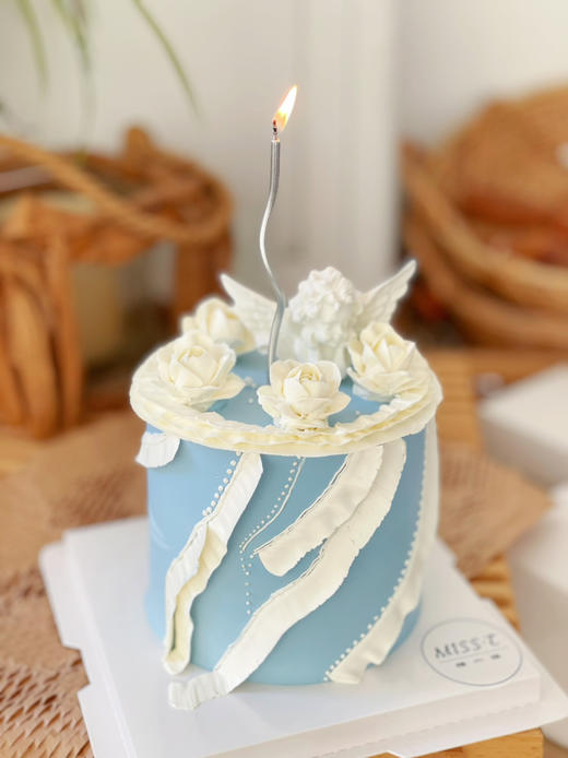 日式韩裱，清新复古，淡雅蓝，也可更换其他颜色，请提前48小时以上预定，5寸小高层 商品图7