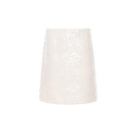 大理石纹绒皮白色半裙