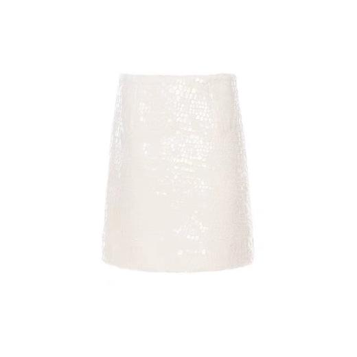 大理石纹绒皮白色半裙 商品图0