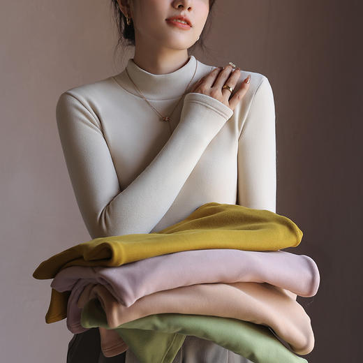 加厚洋气白色德绒，半高领加绒打底衫MC-2168 商品图1