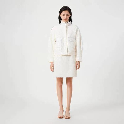 大理石纹绒皮白色半裙 商品图1