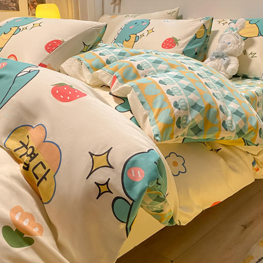 【全面印花四件套 享受如坠云端的触感体验】全棉ins小清新印花纯棉四件套床上用品床单被套宿舍三件套 商品图14