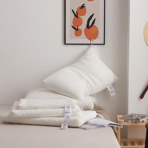 【纯净原棉 贴合头颈 柔缓承托】日式全棉A类母婴级柔软回弹枕芯儿童学生护颈纯棉枕头家用 商品图3