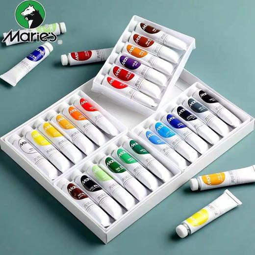 马利牌丙烯颜料初学者24色套装手绘墙绘12ML炳稀纺织防水儿童学生石头画鹅卵石彩绘颜料 商品图3