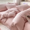 【AB双版 甄选水洗磨毛面料 细腻柔软一触难忘】ins华夫格纯色简约四件套水洗棉床上用品磨毛床单被套三件套 商品缩略图5