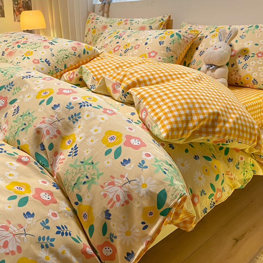 【全面印花四件套 享受如坠云端的触感体验】全棉ins小清新印花纯棉四件套床上用品床单被套宿舍三件套 商品图9