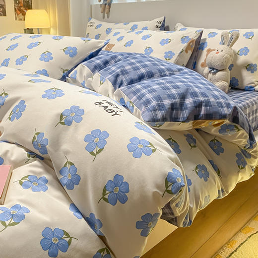 【全面印花四件套 享受如坠云端的触感体验】全棉ins小清新印花纯棉四件套床上用品床单被套宿舍三件套 商品图6