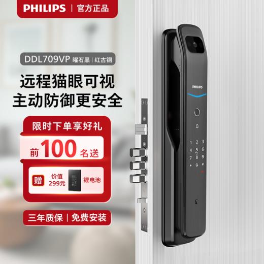 飞利浦（PHILIPS） 电子锁 全自动带屏推拉式智能可视猫眼视频锁指纹密码锁智能门锁 DDL-709VP-5HW 商品图0