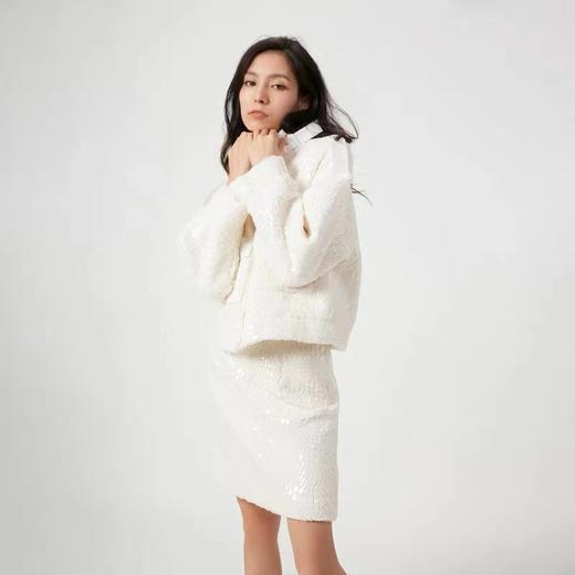 大理石纹绒皮白色半裙 商品图2