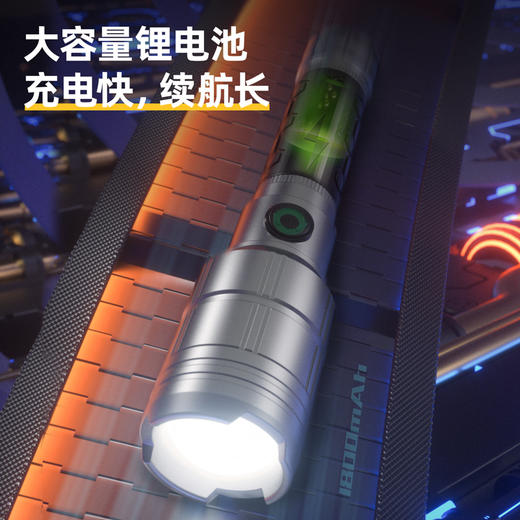 得力DL551023手电筒变焦工业款(银)500lm1800mAh 商品图3