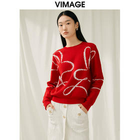 VIMAGE纬漫纪春季新款显瘦舒适套头针织衫V1901502